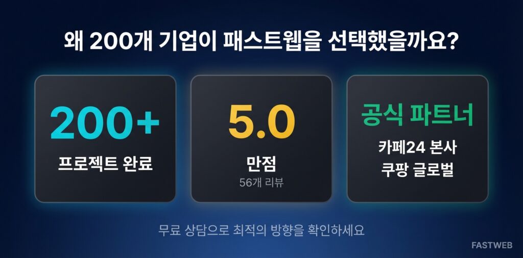 패스트웹 200건 프로젝트 크몽 5.0 카페24 쿠팡 공식 파트너