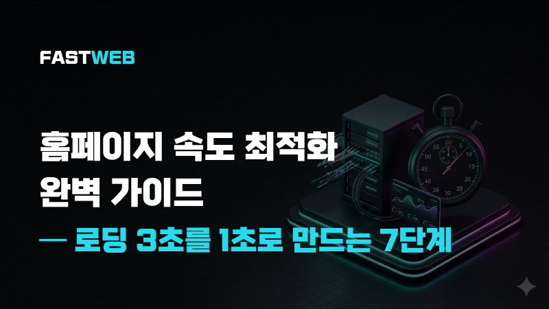 홈페이지 속도 최적화 완벽 가이드 — 로딩 3초를 1초로 만드는 7단계